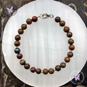 Tiger Iron & Silver Bead Bracelet